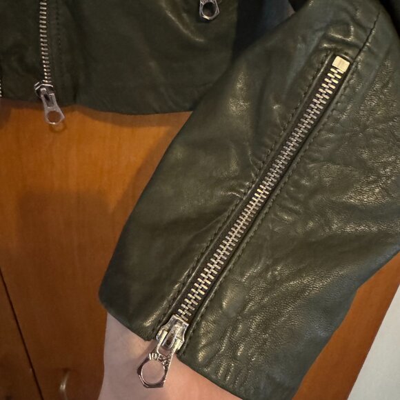 Madewell Washed Leather Motorcycle Jacket Dark Forest L - Picture 10 of 14